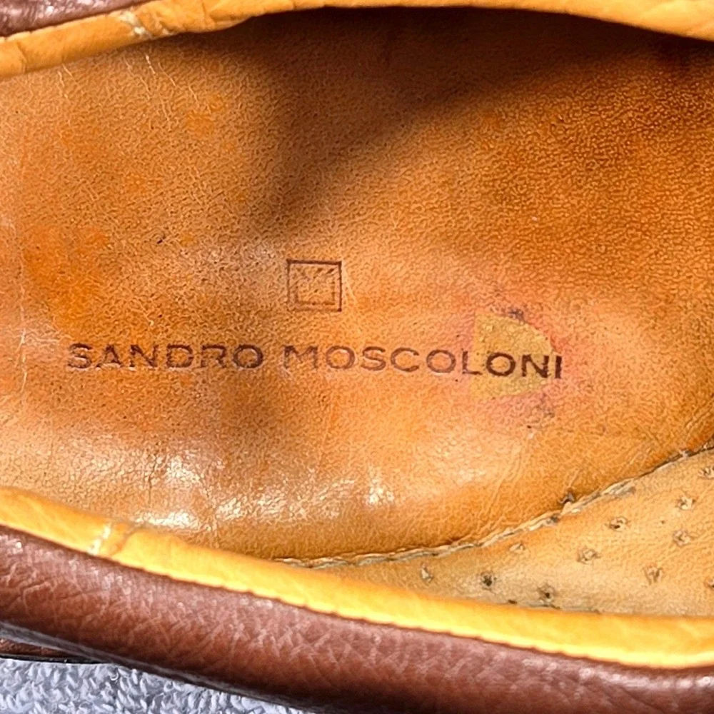 Sandro Moscoloni 6112 Mens Loafers Size 12 D‎ Brown Leather Slip On Dress Shoes